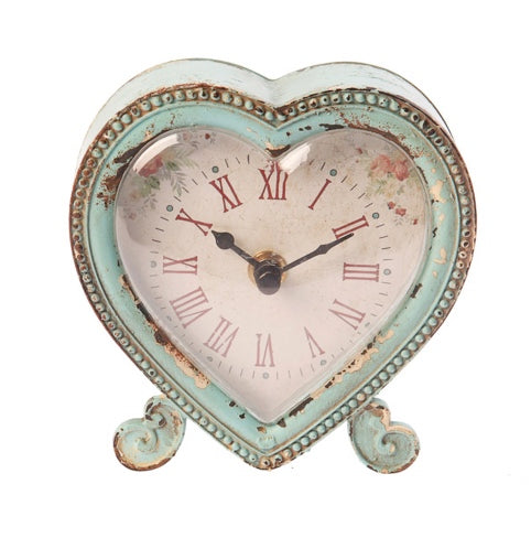 Boudoir Heart Clock Duck Egg