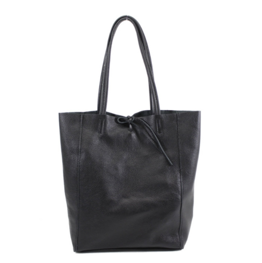 Black Leather Shopper Bag