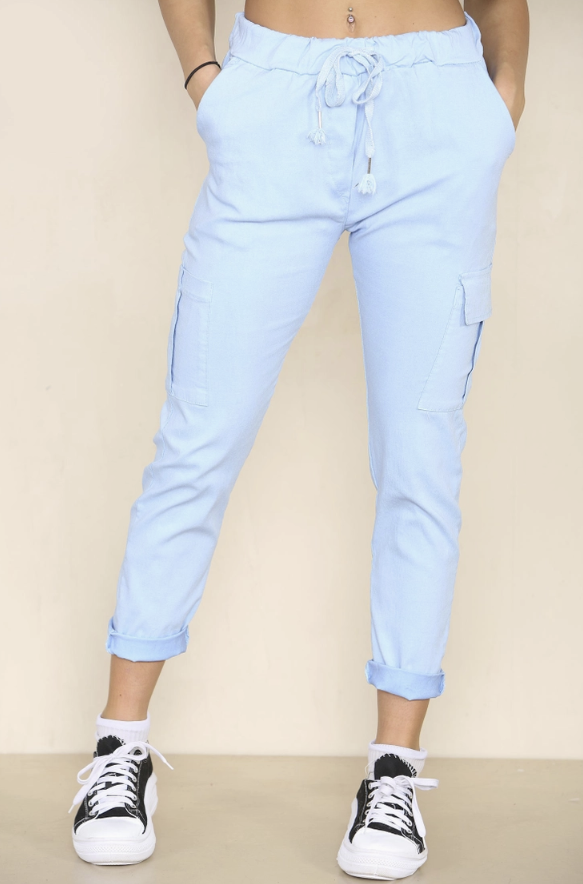 Cargo Bi-stretch Sky Blue Trousers