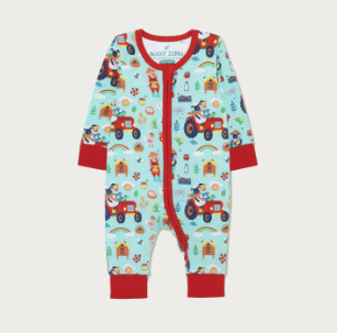 Organic Zip-up Farmyard Print Bodysuit