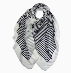 White and Black Geometric Printed Scarf