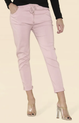 Plain Bi-stretch Mid Dusky Pink Trousers