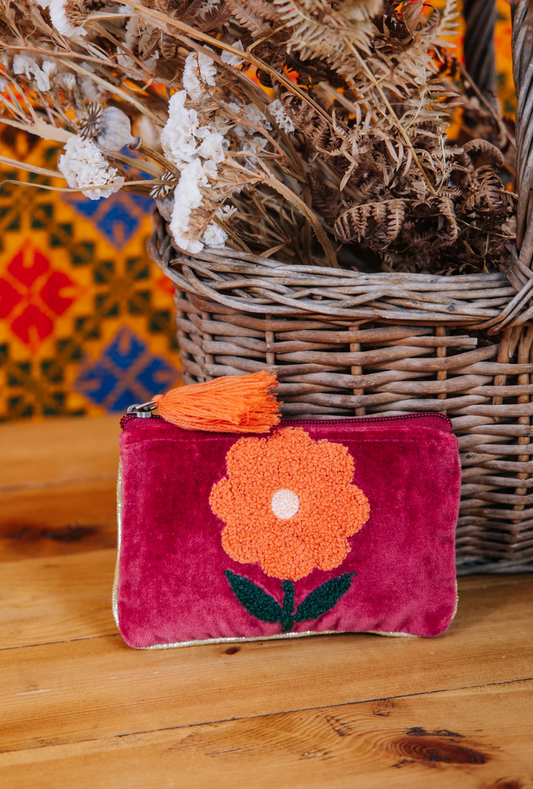 Burgundy Single Flowered Pouch