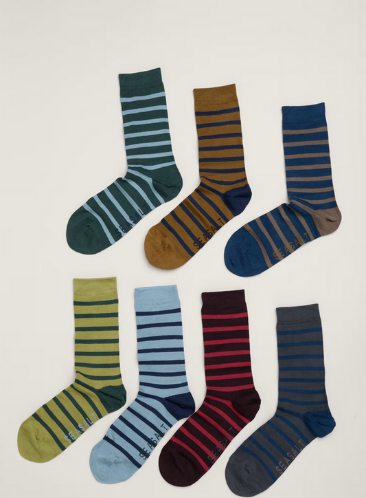 Gift Box of 7 Men's Striped Sailor Socks