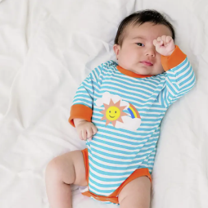 Organic Cotton Turquoise Stripe Bodysuit