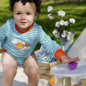 Organic Cotton Turquoise Stripe Bodysuit