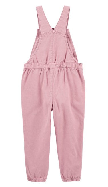 Tie Front Twill Blush Pink Overalls