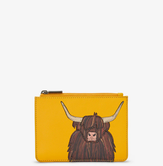 Highland Cow Yellow Leather Franklin Purse