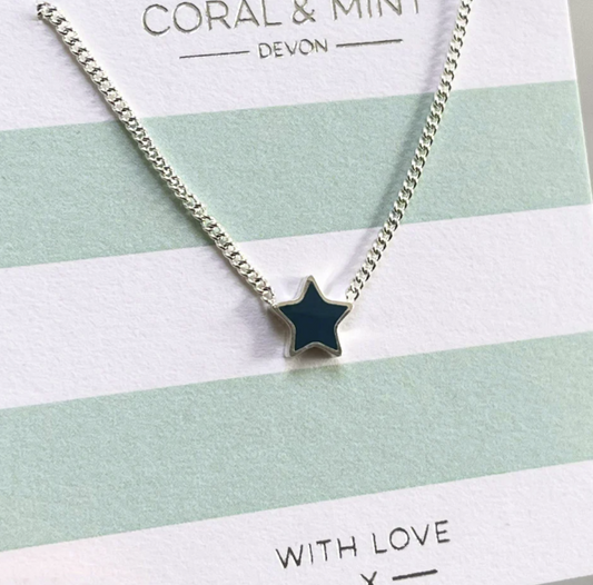Coral & Mint Star Necklace Blue