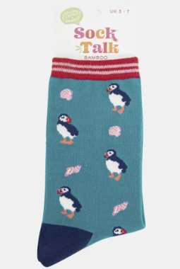 Puffin and Seashell Bamboo Ankle Socks