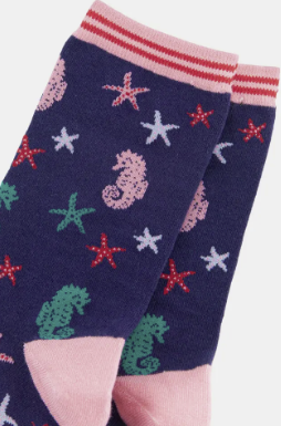 Seahorse and Starfish Bamboo Ankle Socks