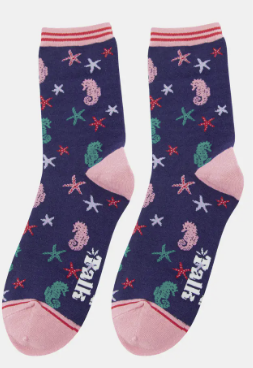 Seahorse and Starfish Bamboo Ankle Socks