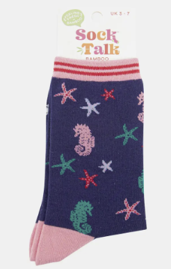 Seahorse and Starfish Bamboo Ankle Socks