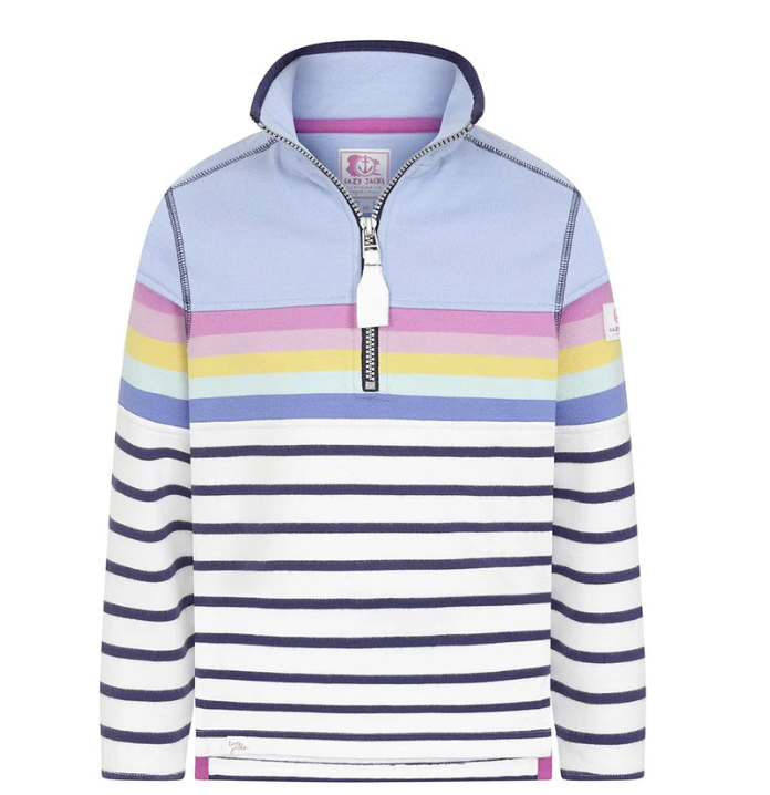 Striped 1/4 Zip Sweatshirt Sky