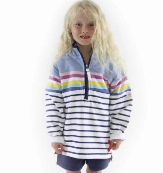 Striped 1/4 Zip Sweatshirt Sky