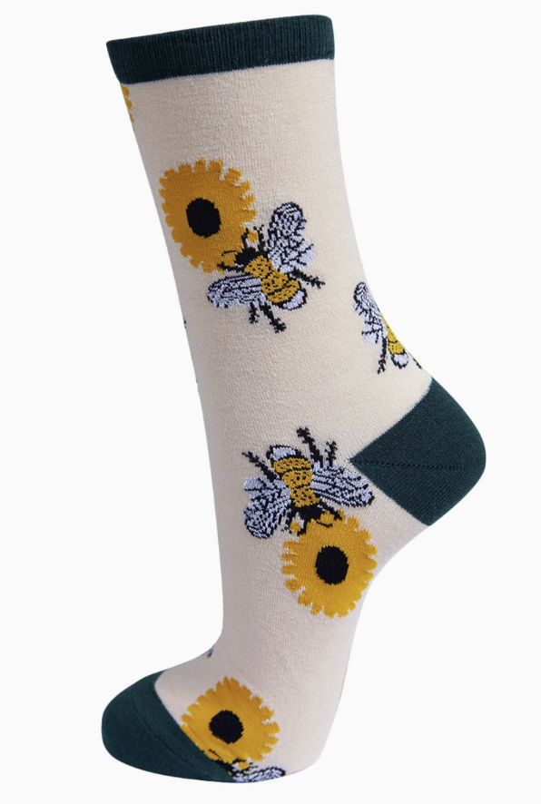 Bee Sunflowers Bamboo Ankle Socks