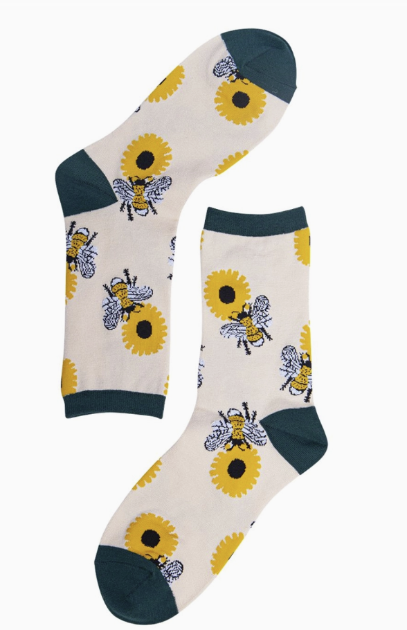 Bee Sunflowers Bamboo Ankle Socks