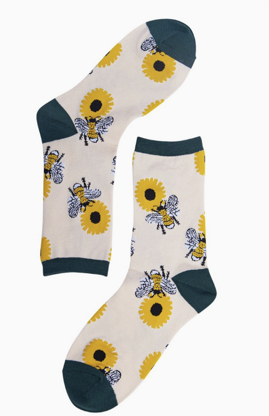 Bee Sunflowers Bamboo Ankle Socks