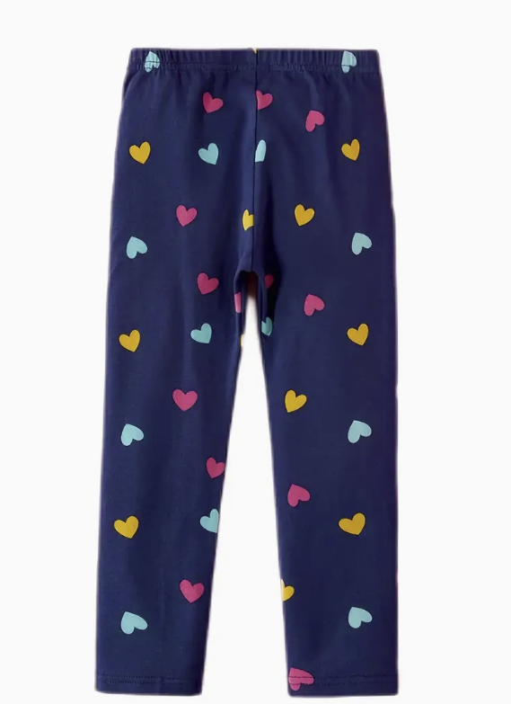 Blue Heart Print Leggings