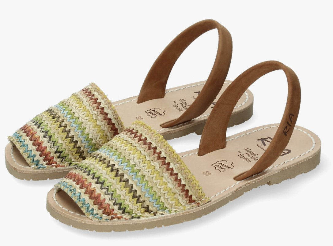 Nubuck Multi Coloured Leather Slingback Sandals