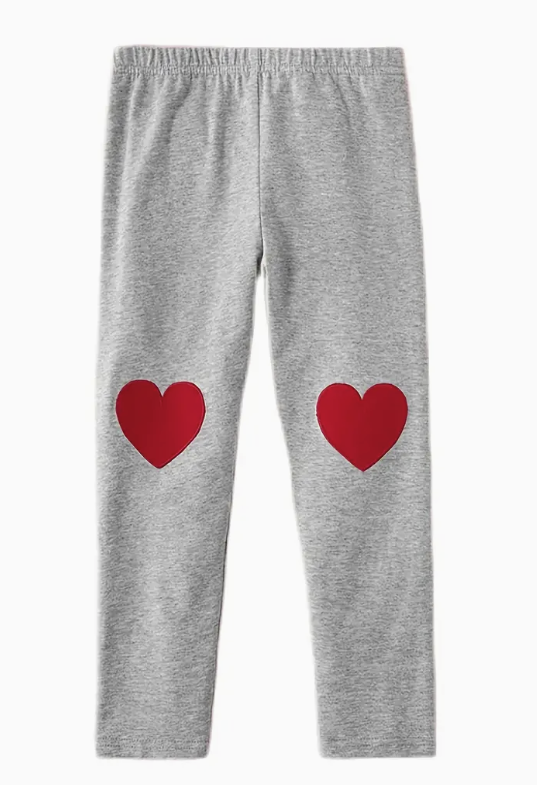 Grey Heart Print Leggings