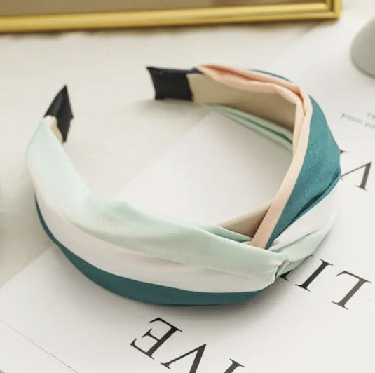 Colour Block Knotted Hairband - Green