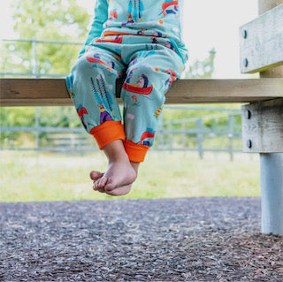 Organic Cotton Zip-Up Romper with Canoeing Dog and Hedgehog