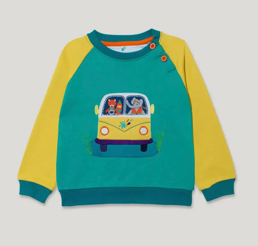 Organic Cotton Sweatshirt with Campervan Applique