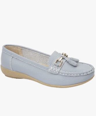 Baby Blue Leather Tassel Loafer