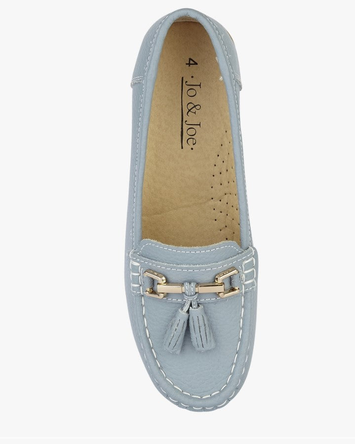 Baby Blue Leather Tassel Loafer