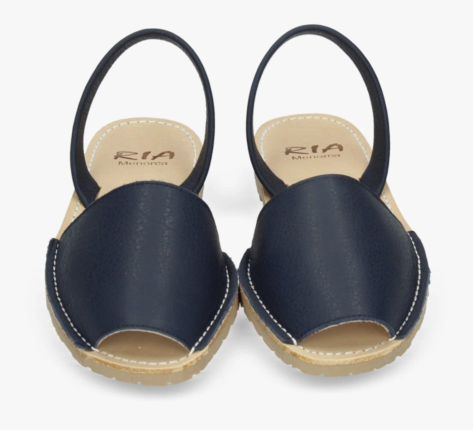 Navy Blue Leather Slingback Sandals