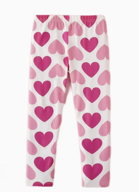 Pink & Red Heart Print Leggings